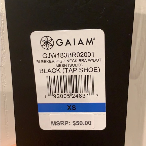 XS Black Gaiam Bleeker High Neck Bra W/ Dot Mesh - Picture 3 of 3